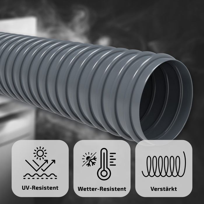 Absaugschlauch | Saugschlauch grau - mit integrierter Kunststoffspirale - Meterware
