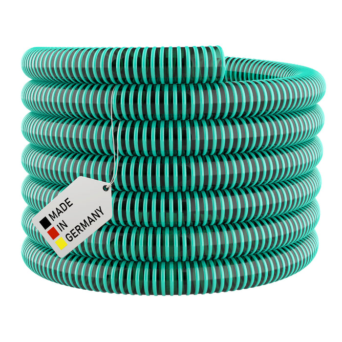 Saugschlauch grün - mit integrierter Kunststoffspirale - Rollenware