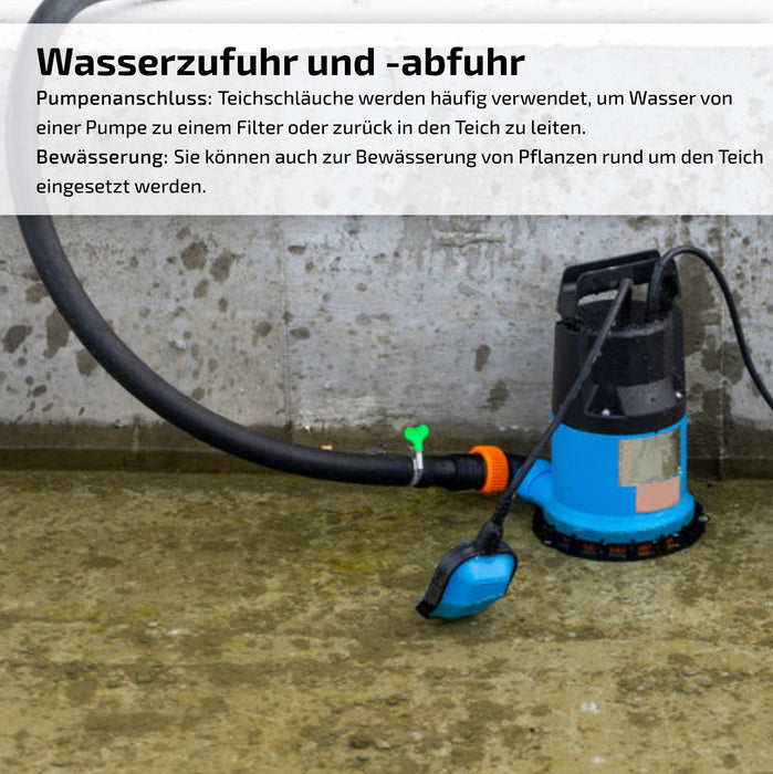 Teichschlauch | Saugschlauch schwarz - mit integrierter Kunststoffspirale - Meterware