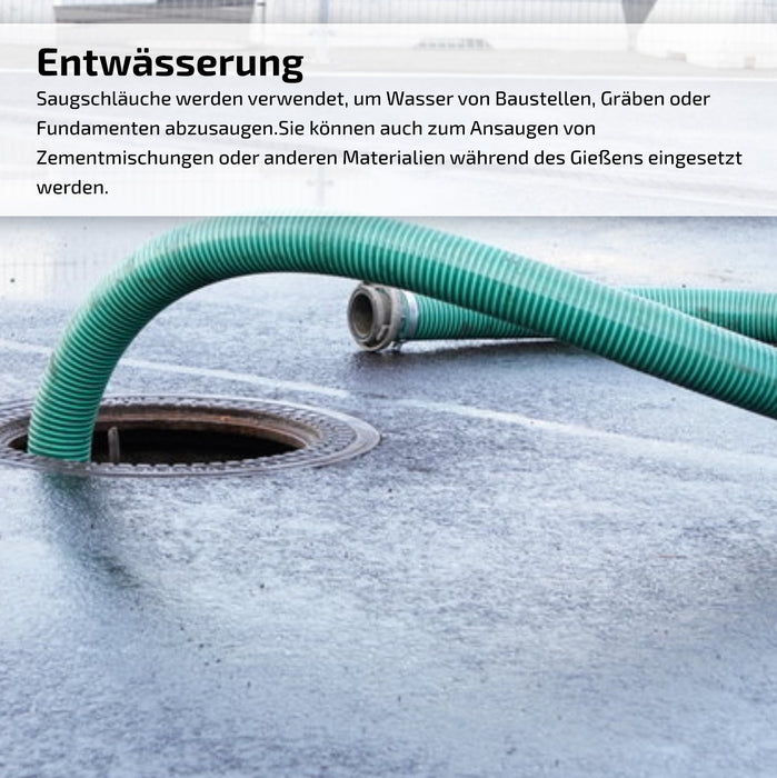 Saugschlauch grün - mit integrierter Kunststoffspirale - Rollenware