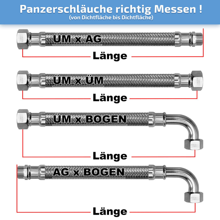 Flexschlauch messen