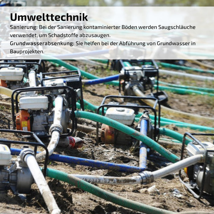 Saugschlauch grün - mit integrierter Kunststoffspirale - Meterware