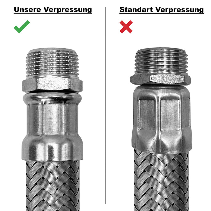 Flexschlauch | Panzerschlauch | DN8 - 3/8" ÜM x 3/8" ÜM