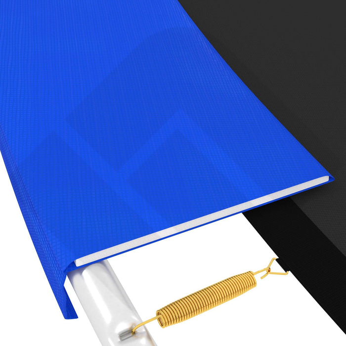 Trampolin Randabdeckung PREMIUM - Extra breite 35 cm Federabdeckung mit blauer Polsterung und Feder
